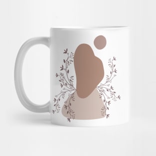 Minimal Boho Abstract Shapes Plants Warm Tones  Design Mug